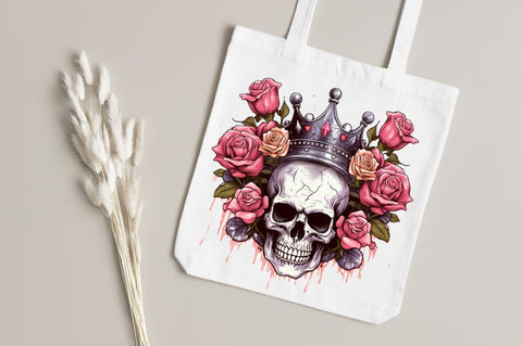 King Skull with Roses Clipart Bundle Sublimation Regulrcrative 