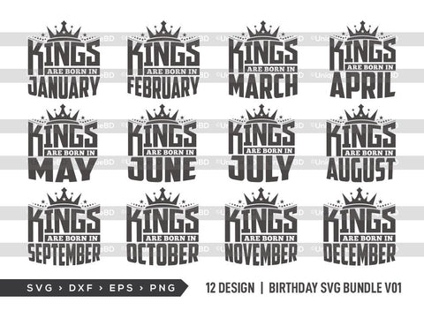 Kings are Born in SVG Bundle | Birthday King Svg | Birthday Boy Svg | Birthday Bundle | Birthday Month Svg | Birthday Quotes Svg | Birthday Shirt SVG ETC Craft 