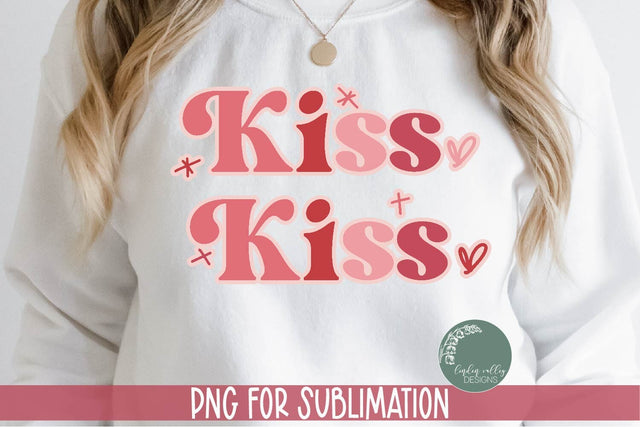 Kiss Kiss Sublimation Design-Retro Valentine Sublimation PNG Sublimation Linden Valley Designs 