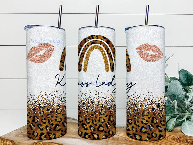 Kiss Lady 20oz Tumbler Template, Rainbow Leopard Glitter Tumbler Png, Leopard Glitter Tumbler Wrap, Lip Glitter Design Png, Lady Tumbler Design, Instant Download Sublimation iStyleDesign 