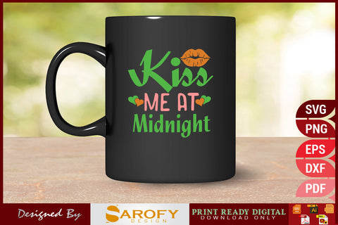 Kiss Me At Midnight Funny Christmas Design SVG File SVG Sarofydesign 