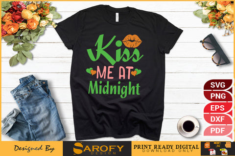 Kiss Me At Midnight Funny Christmas Design SVG File SVG Sarofydesign 