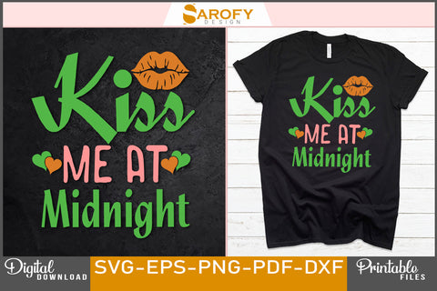 Kiss Me At Midnight Funny Christmas Design SVG File SVG Sarofydesign 
