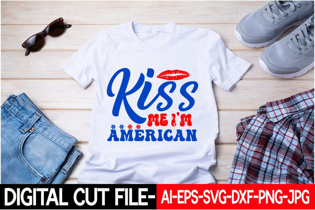 Kiss Me I'm American Retro Svg SVG Blessedprint 