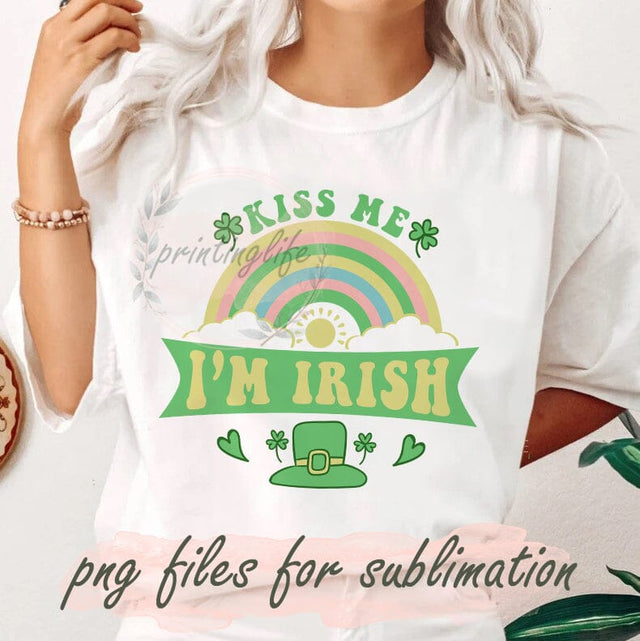Kiss Me I'm Irish Png, Retro St. Patrick's Day Png, Lucky Design Png, Retro Rainbow Png, Shamrock Png, Digital Download Sublimation PrintingLife 
