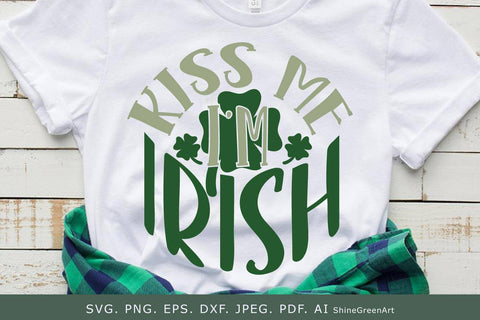 Kiss Me I'm Irish | St. Patrick's Day Round Sign SVG Cut File SVG Shine Green Art 
