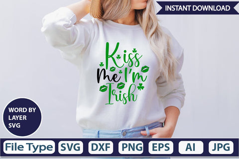Kiss Me I'm Irish SVG Cut File SVGs,Quotes and Sayings,Food & Drink,On Sale, Print & Cut SVG DesignPlante 503 