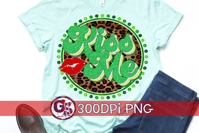 Kiss Me Retro Leopard PNG for Sublimation-St. Patrick's Day Sublimation Greedy Stitches 