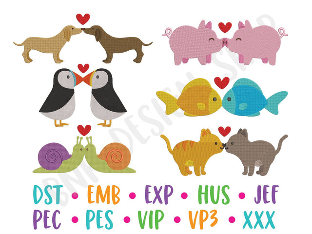 Kissing Animal Machine Embroidery Bundle Embroidery/Applique DESIGNS BNRDesignShop 