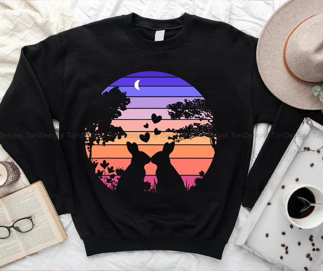 Kissing Easter Rabbits PNG sublimation design Sublimation ToriDesigns 