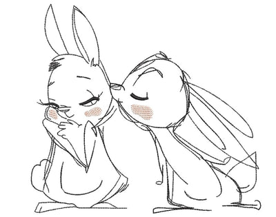 Kissing Hares Embroidery Design, 4 sizes Embroidery/Applique DESIGNS Nino Nadaraia 