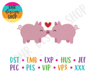 Kissing Pigs Machine Embroidery Design Embroidery/Applique DESIGNS BNRDesignShop 