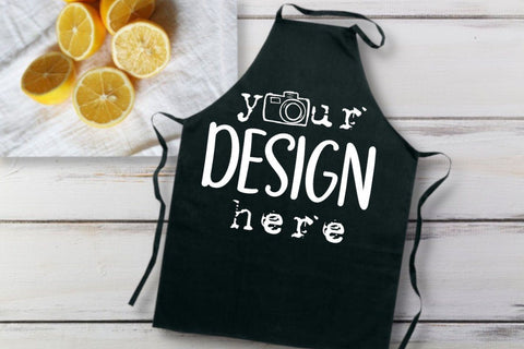Kitchen Apron Mockup Bundle, Kitchen Black Apron Mock up, Flat Lays Image, Aprons Digital Mockups, White Wood Background, JPEG image Mock Up Photo ArtStudio 