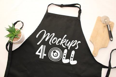 Kitchen Apron Mockup Bundle, Kitchen Black Apron Mock up, Flat Lays Image, Aprons Digital Mockups, White Wood Background, JPEG image Mock Up Photo ArtStudio 