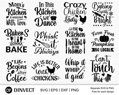 Kitchen bundle SVG, Kitchen Quote Kitchen Svg, Funny kitchen SVG, Kitchen svg, Kitchen Quote SVG, Cooking svg, Kitchen cut file, Baking SVG SVG Dinvect 
