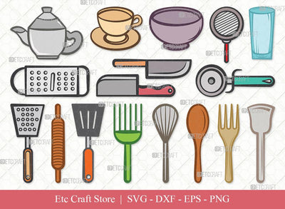 Kitchen Clipart SVG Cut File | Kitchen Svg | Cooking Utensils Svg | Spatula Svg | Spoon Svg | Eps | Dxf | Png | Bundle SVG ETC Craft 
