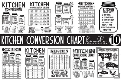 Kitchen Conversion Chart Bundle SVG DESIGNISTIC 