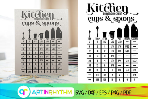 kitchen conversion chart, spoon and cup, kitchen svg, cooking svg SVG Artinrhythm shop 