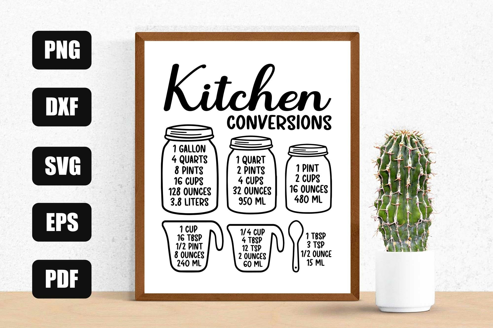 Kitchen Conversion Chart Svg Measurements Conversion Chart, 50% OFF