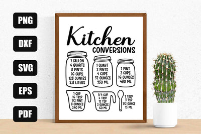 Kitchen Conversion Chart Svg, Kitchen Measurement Chart Svg SVG Litke Designs 