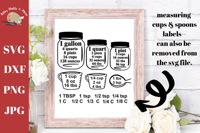 Kitchen conversion svg - Baking Equivalents svg - Kitchen Cabinet Mason Jar decal svg SVG The Artsy Spot 