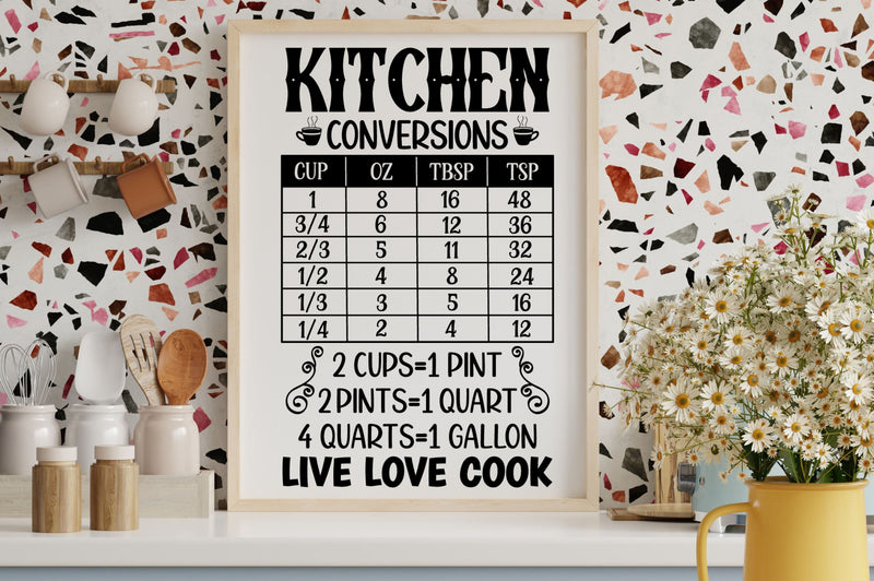 Kitchen Conversions Chart Svg Bundle - So Fontsy