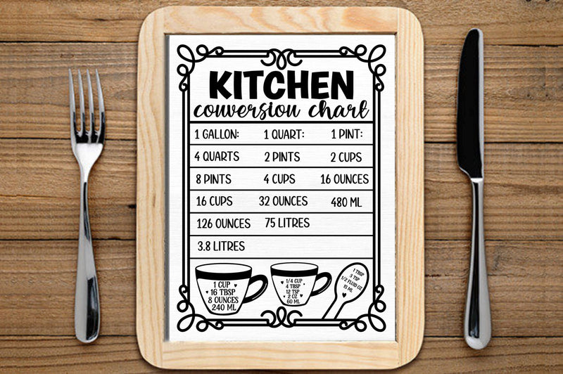 Kitchen Conversions Chart Svg Bundle - So Fontsy