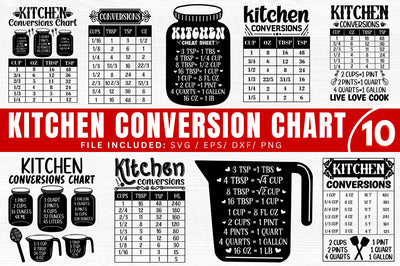 Kitchen Conversions Chart Svg Bundle SVG Regulrcrative 