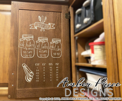 Kitchen Conversions Chart SVG | Mason Jar Recipe Conversions SVG PNG DXF | Farmhouse Measurement Cheat Sheet SVG | Kitchen Decor Vector SVG Amber Price Design 