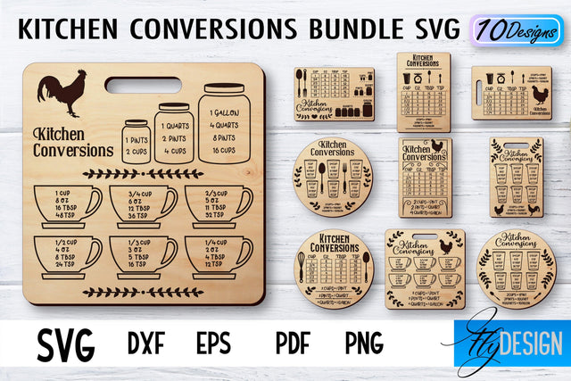 Kitchen Conversions Laser Cut SVG | Kitchen SVG Design | CNC files SVG Fly Design 