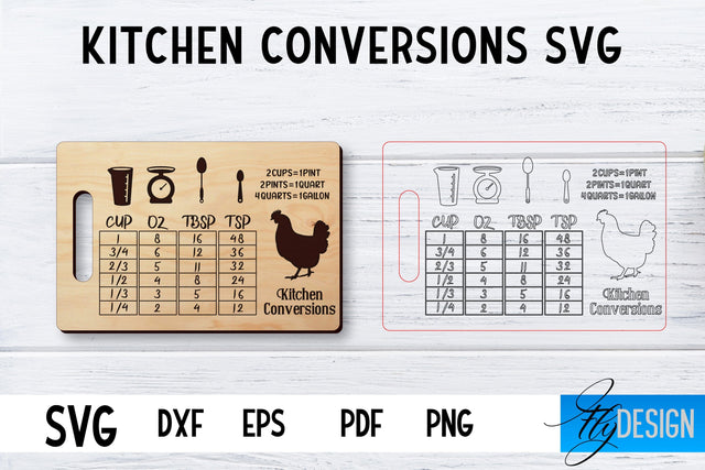 Kitchen Conversions Laser Cut SVG | Kitchen SVG Design | CNC files SVG Fly Design 