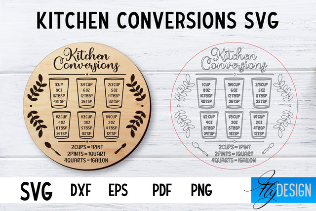 Kitchen Conversions Laser Cut SVG | Kitchen SVG Design | CNC files SVG Fly Design 
