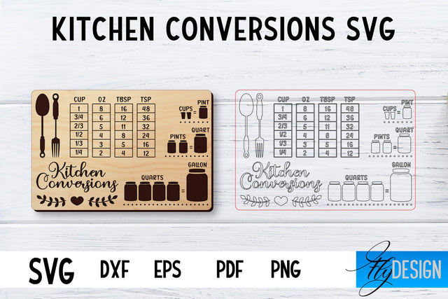 Kitchen Conversions Laser Cut SVG | Kitchen SVG Design | CNC files SVG Fly Design 