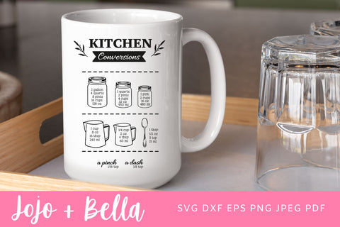 Kitchen Conversions SVG , Farmhouse Printable Wall Art Kitchen Measurement Conversions Chart - JPG & SVG - Cooking Equivalents, Baking sheet SVG Jojo&Bella 