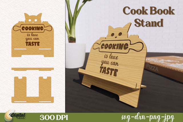Kitchen Decor SVG. 3D Laser cut. Cook Book Stand Laser Cut. SVG Evgenyia Guschina 