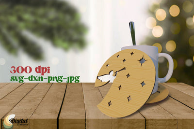 Kitchen Decor SVG. Coaster Christmas Design Laser Cut. SVG Evgenyia Guschina 