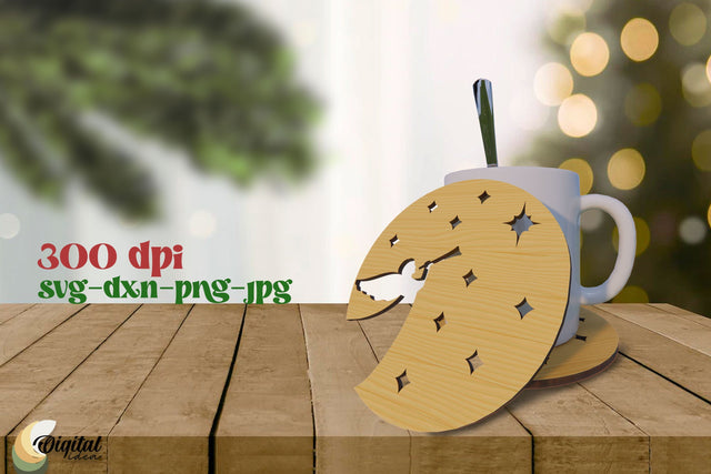Kitchen Decor SVG. Coaster Christmas Design Laser Cut. SVG Evgenyia Guschina 