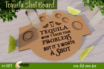 Kitchen Decor SVG. Tequila Shot Board Laser Cut Design 3D. SVG Evgenyia Guschina 