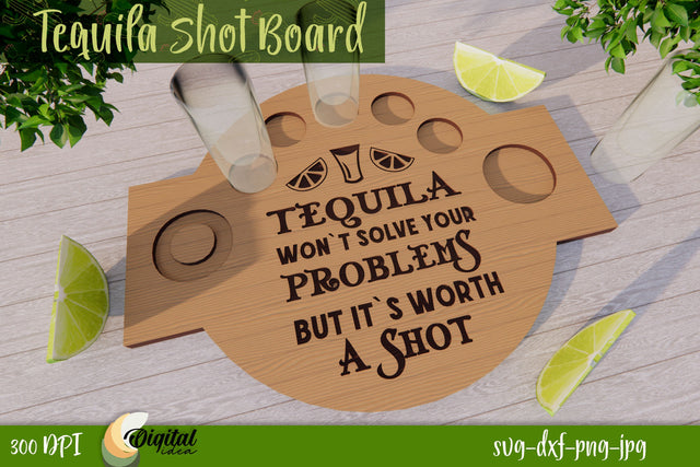 Kitchen Decor SVG. Tequila Shot Board Laser Cut Design 3D. SVG Evgenyia Guschina 
