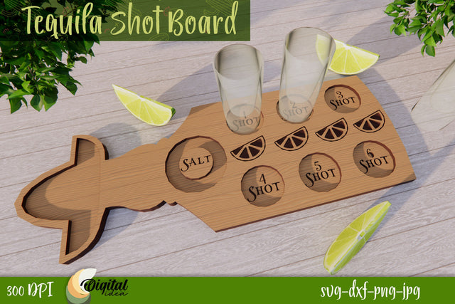 Kitchen Decor SVG. Tequila Shot Board Laser Cut Design 3D. SVG Evgenyia Guschina 