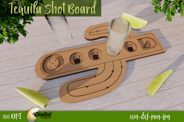 Kitchen Decor SVG. Tequila Shot Board Laser Cut Design. SVG Evgenyia Guschina 
