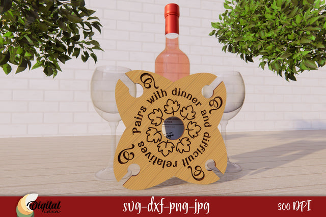 Kitchen Decor SVG. Wine Glass Caddy Laser Cut Design 3D. SVG Evgenyia Guschina 