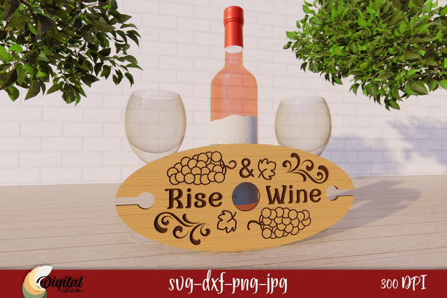 Kitchen Decor SVG. Wine Glass Caddy Laser Cut Design 3D. SVG Evgenyia Guschina 