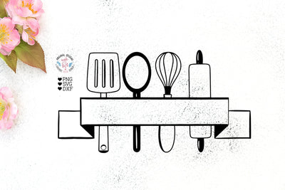 Kitchen Family Name Frame with kitchen Utensils SVG Graphic House Design 