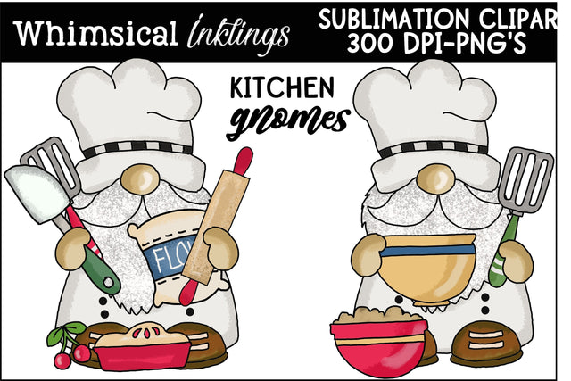 Kitchen Gnomes Sublimation Clipart Sublimation Whimsical Inklings 