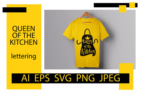 Kitchen hand lettering quote "Queen of the kitchen" SVG SVG Yustaf Art Store 