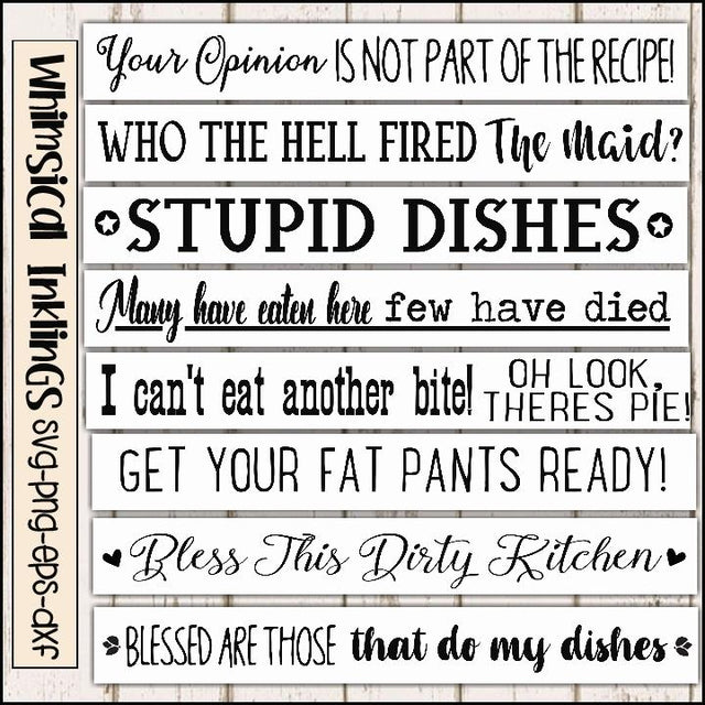 Kitchen Humor SVG Sign Bundle SVG Whimsical Inklings