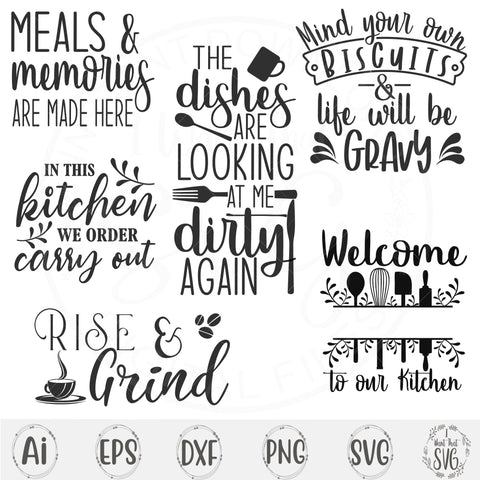 Kitchen Mini Bundle - 6 Designs SVG Cloth and Pine Designs 