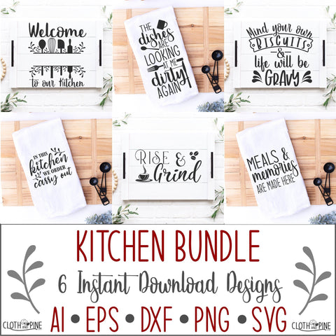 Kitchen Mini Bundle - 6 Designs SVG Cloth and Pine Designs 