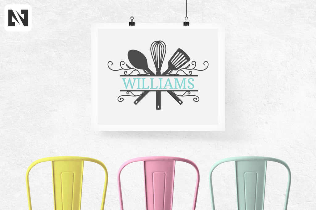 Kitchen Monogram Frame Svg, Kitchen Monogram Svg, Kitchen Svg - So Fontsy